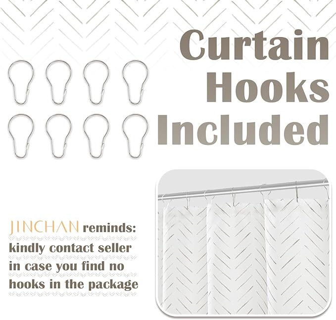 jinchan Small Stall Taupe Grey and White Shower Curtain 48x72 Inches Inky Herringbone Chevron Zig Zag Waterproof Fabric Modern Farmhouse Shower Curtains for Bathroom with 8 Hooks