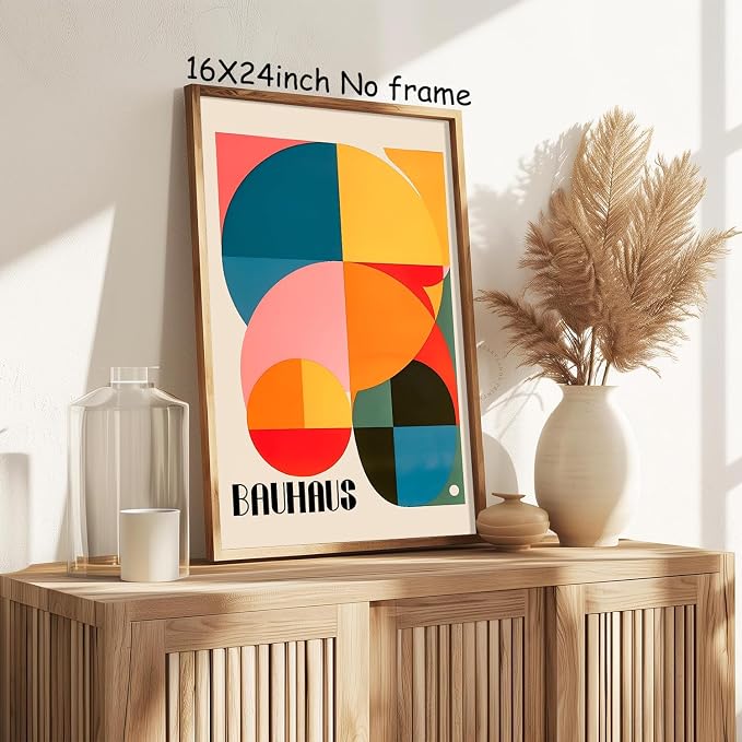 Colorful Geometric Wall Art Blue Orange Color Block Prints Abstract Shaped Picture Trendy Bauhaus Print Bauhaus Exhibition Poster Abstract Geometric Print Mid Century Modern Artwork 16x24in No Frame