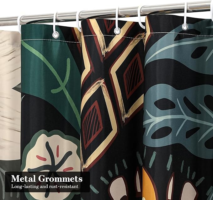 MitoVilla Boho Floral Shower Curtain, Spring Tropical Leaves Fabric Cloth Shower Curtains for Chic Elegant Bathroom Decor, Modern Farmhouse Abstract Colorful Flower Shower Curtain, 72x72