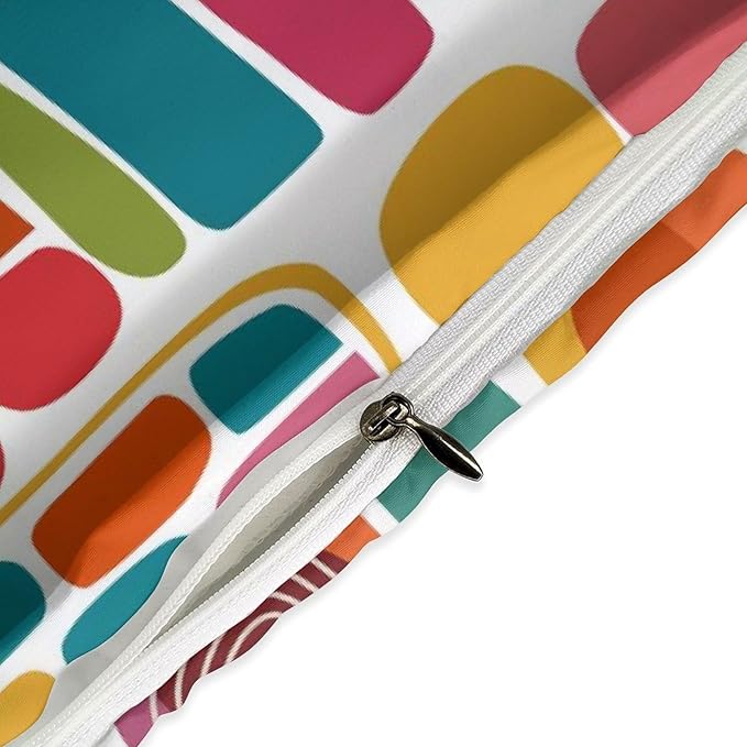 Mid Century Modern Bedding Set,Retro Geometric Colorful Diamond Abstract Geometric Vintage 60s 70s Pattern Comforter Set with Pillowcase for Bedroom Bed Decor，Twin 86"x70"