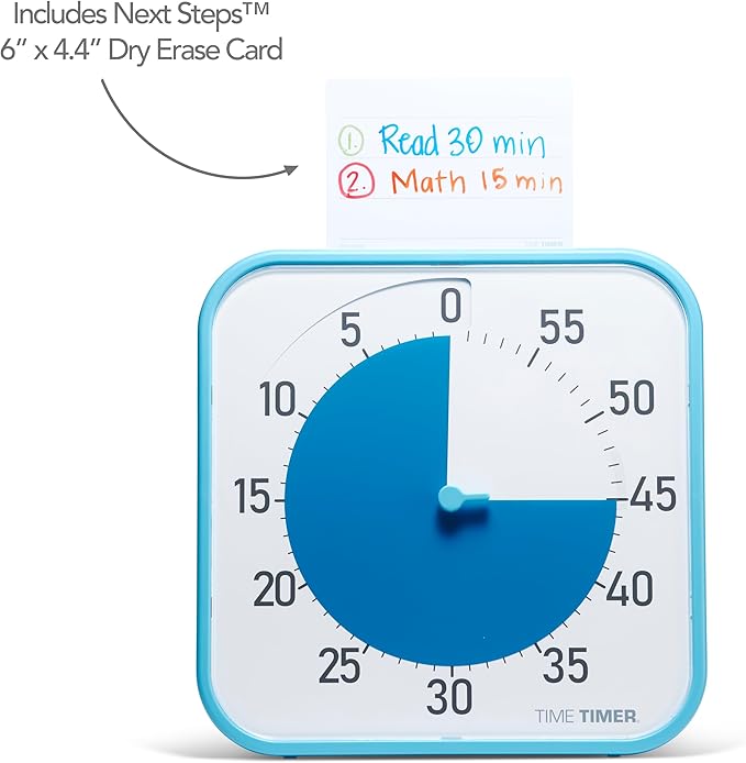 Time Timer Original 12" Visual Countdown Timer – Large 60-Minute Silent Classroom Visual Timer for SEL, Emotional Regulation, Focus, Calm Transitions, ADHD, Autism – (Blue & White)