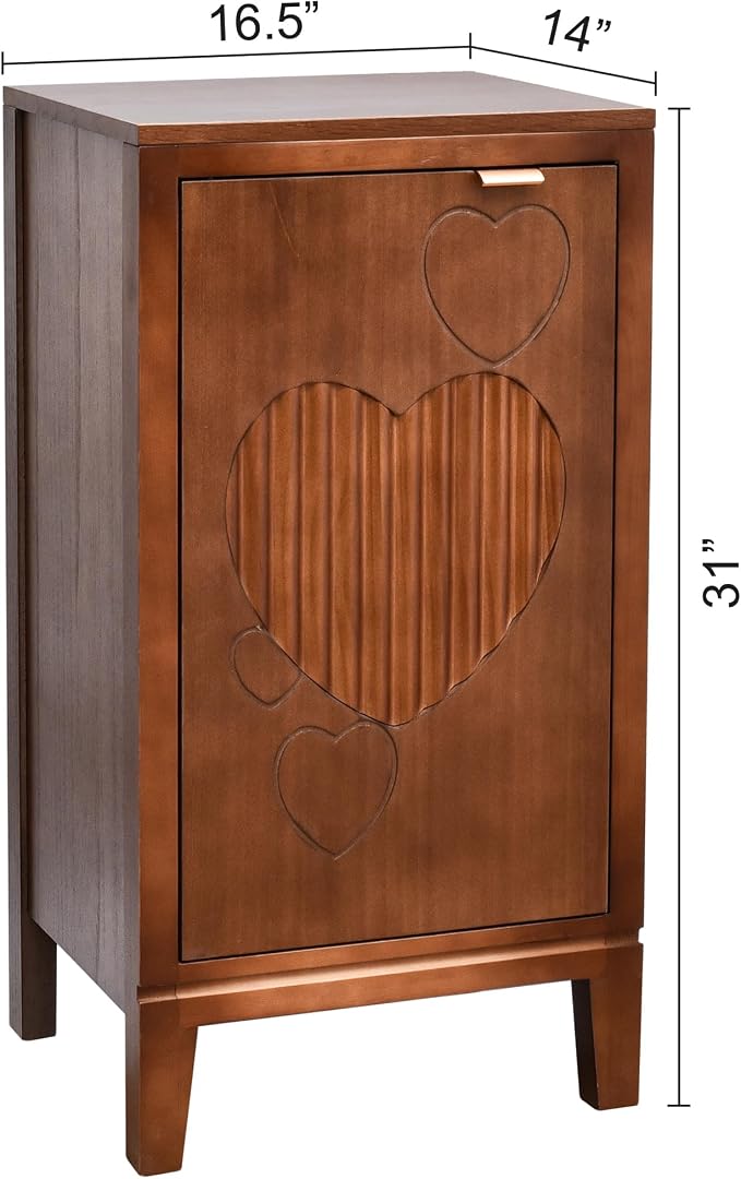 eHemco Kawaii Sweetheart End Table, 16.5 x 14 x 31 Inches, Indoor Living Room Side Table, Antique Walnut