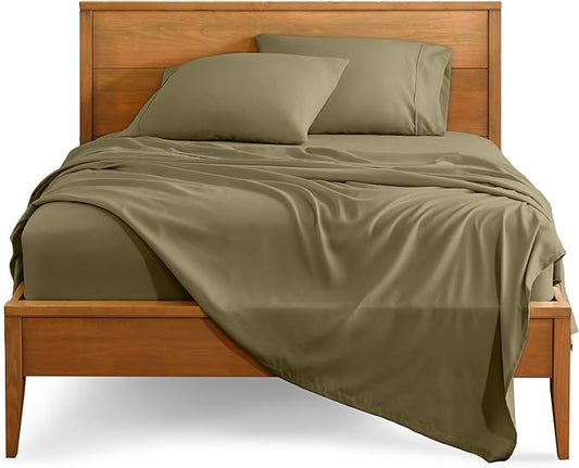 Bare Home California King Sheet Set - 1800 Ultra-Soft Microfiber Cal King Bed Sheets - Double Brushed - Deep Pockets - Easy Fit - 4 Piece Set - Bed Sheets (California King, Olive)