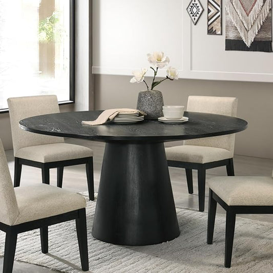 59" Round Dining Table, Mid-Century Modern Round Kitchen Table for 4-5 People, Dining Table for Home Dining Room Kitchen Living Room Restaurant Furniture Wood Upgrade