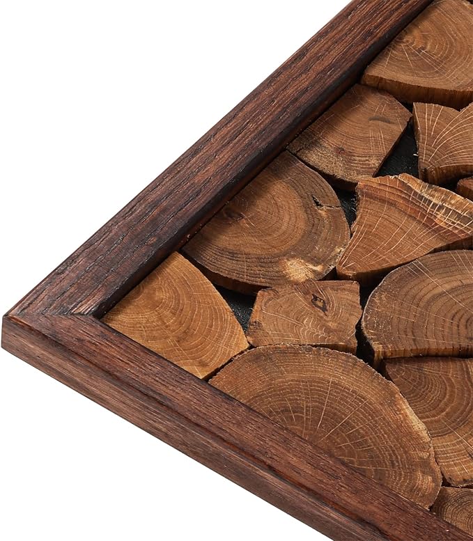CONSDAN Wood Wall Decor | USA Grown Hardwood, Rustic Wooden Wall Art, Home Decorations for Living Room and Bedroom Aesthetic, Framed and Ready to Hang, End-Grain, 18" x 18"