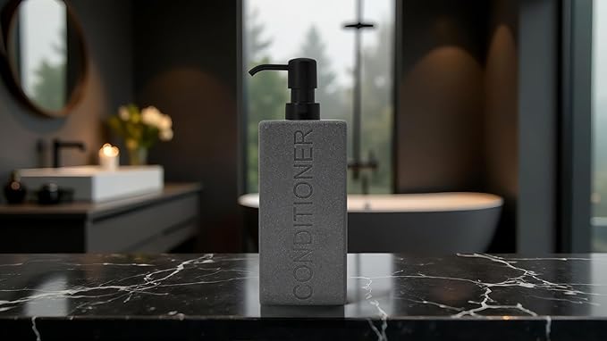 Rectangular Resin Dispenser Premium Bathroom Shampoo Conditioner Body Wash Bottle Modern Refillable Pump Design