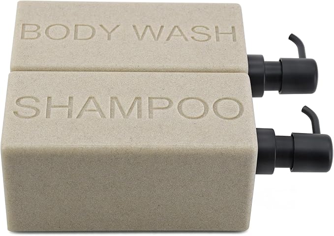 Rectangular Resin Dispenser Premium Bathroom Shampoo Conditioner Body Wash Bottle Modern Refillable Pump Design
