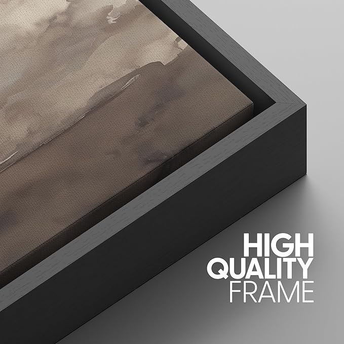 SIGNWIN Framed Canvas Print Wall Art Set Neutral Cloudy Sky Landscape Soft Beige and Taupe Illustrations Modern Art Decorative Boho Relax/Zen Nordic for Living Room, Bedroom, Office - 16"x24"x3 Black