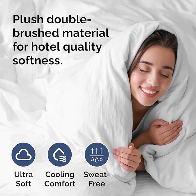 Duvet Cover King Size - Extra Soft King Size Duvet Cover - Lightweight, Breathable & Cozy - Easy Care & Fade Free with Zipper Closures & Ties - 104" x 90" Inches - (White) Comforter Not Included