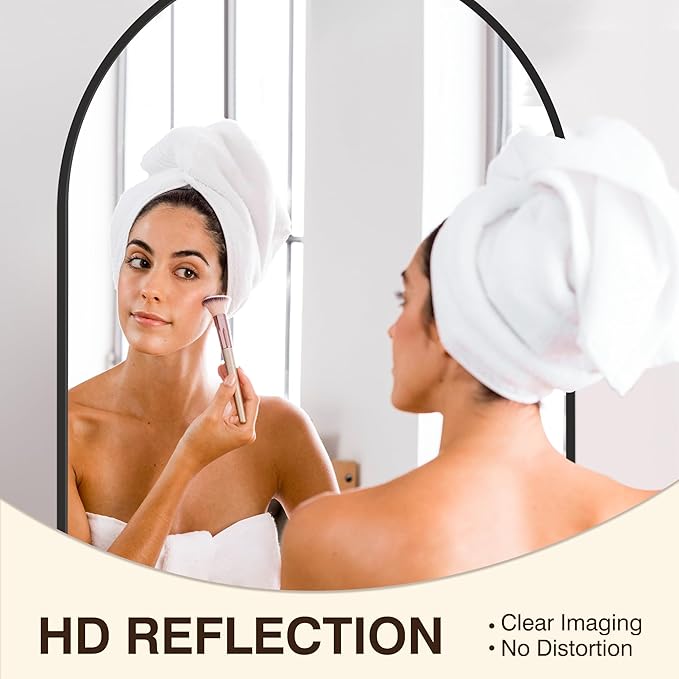 FICTOR Bathroom Mirror for Wall, Arched Vanity Bathroom Mirror for Over Sink, Metal Framed with HD Shatter-Proof Glass for Entryway, Living Room,Bedroom(30” x 40”, Black)
