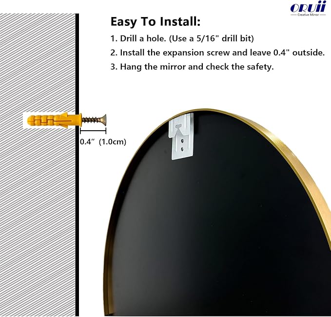 Oruii Gold Round Mirror, Golden Round Mirror 24 inch, Circle Wall Mirrors Metal Frame, Brass Circular Mirrors for Bathroom, Wall, Living Room, Entryway, Hallway, Vanity, Rustic