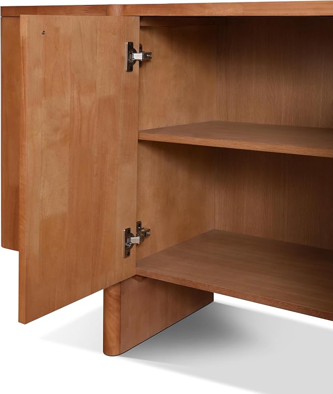 Christopher Knight Home Austen Retro Minimalist Wooden Storage Sideboard, Living Room Cupboard with Shelves, Dining Room/Kitchen Buffet Cabinet, Entryway Display Table, Home Office Credenza, Brown