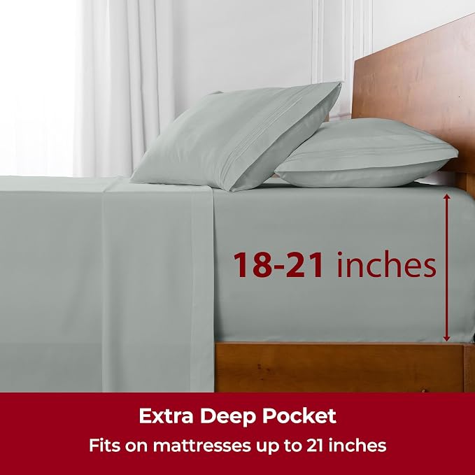 Mellanni Extra Deep Queen Sheets - 4 PC Iconic Collection Bedding - Hotel Luxury, Ultra Soft, Cooling Bed Sheets - Wrinkle, Fade, Stain Resistant (Queen, Spa Mint)