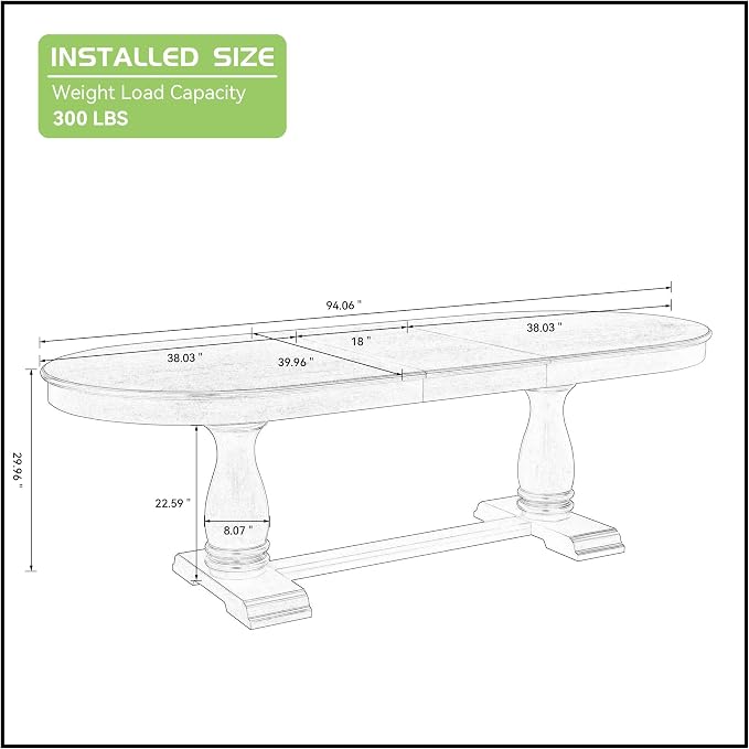 JUSTONE 94.06 Inch Extendable Dining Table for 6, Dark Brown Oval Kitchen Table, Expandable Long Table for Dining Room & Kitchen (Table Only)