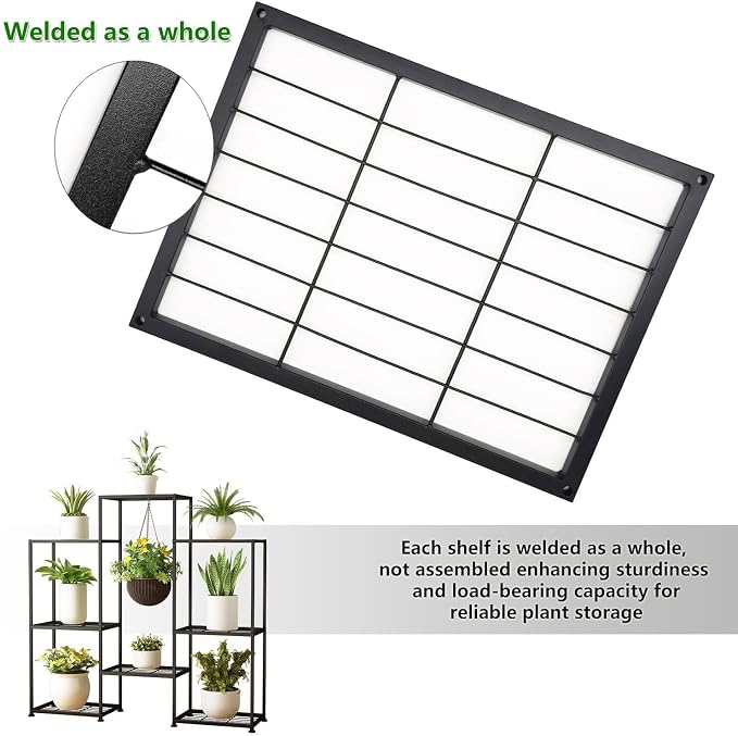 Metal Plant Stand Indoor Metal Plant Stands Outdoor Tiered Plant Shelf for Multiple Plants, 4 Tiers 8 Potted Plant Rack Holder Garden Shelves Flower Stand for Living Room Patio Corner (8 Tiers-B)
