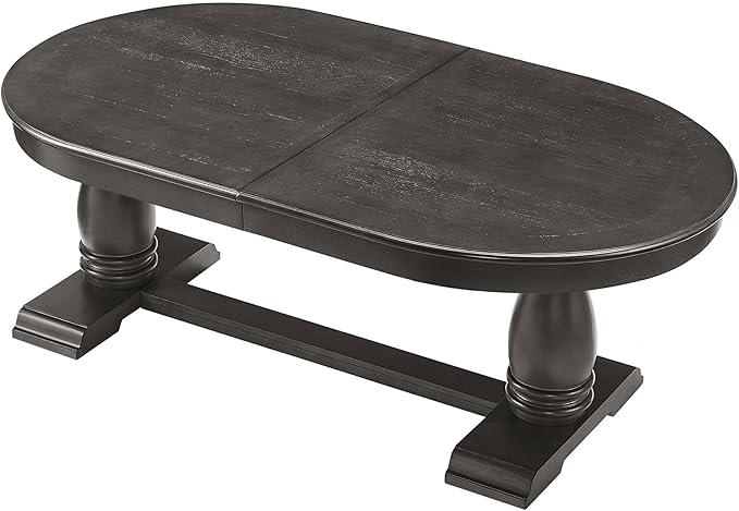JUSTONE 94.06 Inch Extendable Dining Table for 6, Dark Brown Oval Kitchen Table, Expandable Long Table for Dining Room & Kitchen (Table Only)
