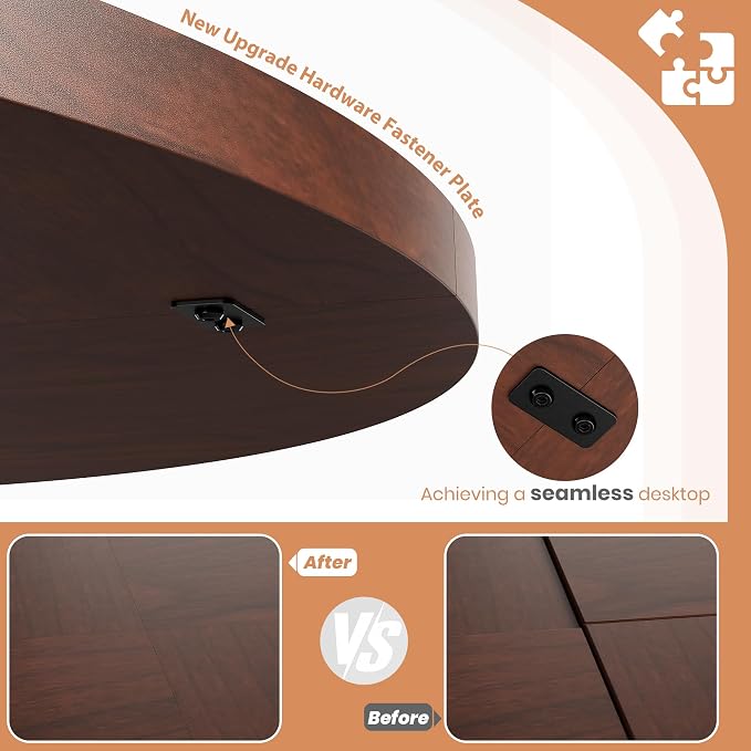 Garvee Round Dining Table for 4-6 People - 47" Circle Kitchen Dinner Table with Sturdy Pedestal Base, Small Spaces Dinning Room Furniture for Living Room, Kitchen, Apartment, Walnut