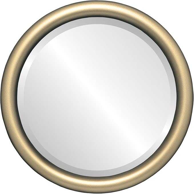 OVALCREST Round Wooden Beveled Wall Mirror for Home Decor, Bathroom, Vanity, Bedroom, Living Room, Hallway - Desert Gold - 16x16 Outside Dimensions