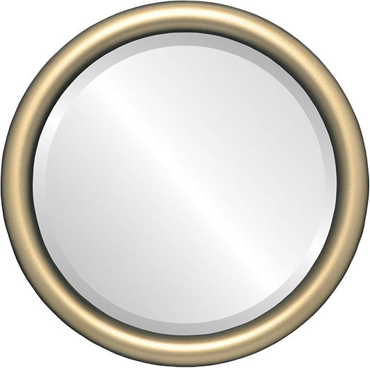 OVALCREST Round Wooden Beveled Wall Mirror for Home Decor, Bathroom, Vanity, Bedroom, Living Room, Hallway - Desert Gold - 16x16 Outside Dimensions