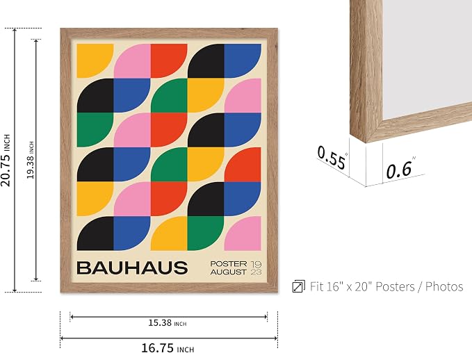 Poster Master Bauhaus Poster - Rainbow Knots Print - Abstract Art - Graphic Design Art - Geometric Art - Chic Boho Art - Mid Century Modern Art - Living Room or Bedroom Decor - 16x20 Beige Framed