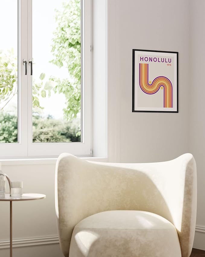 HAUS AND HUES Vintage Wall Art - Retro Art, Travel Art, Frameable Abstract Mid Century Modern Wall Decor, Retro Wall Art Mid Century, Wall Decor Aesthetic (Black Frame, 16x20)