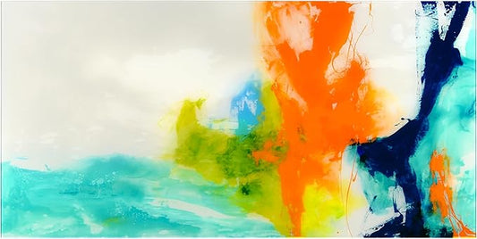 Empire Art Direct TMP-108453-2448 Tidal Abstract 1 Frameless Free Floating Tempered Glass Panel Graphic Wall Art, 48" x 24" x 0.2", Ready to Hang