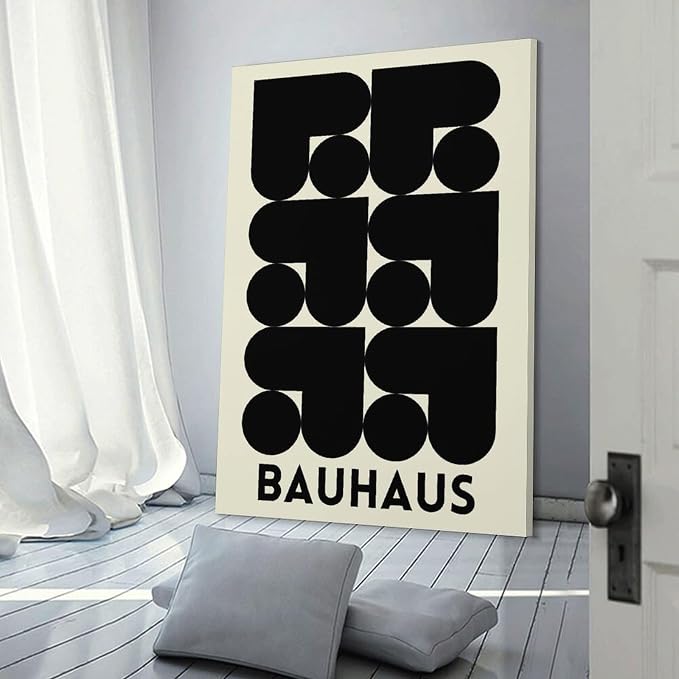 Bauhaus Print Poster,black And White,poster,Abstract Art,Minimalist,Stylish Mid Century Art Canvas Wall Art Print Poster For Home School Office Decor Frame-style 24x36inch(60x90cm)