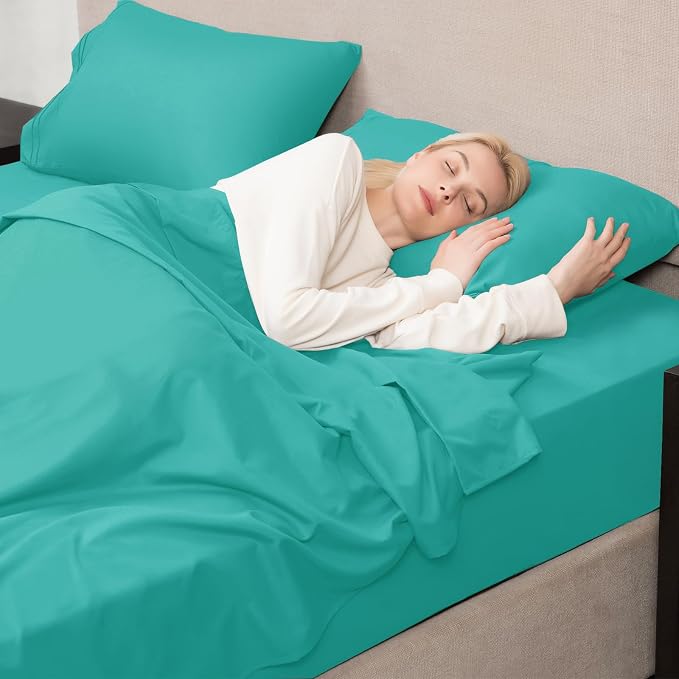 Mejoroom Bed Sheets Set,Extra Soft Luxury King Size Sheets with 15-inch Deep Pocket,Premium Bedding Collection - Soft, Breathable, Wrinkle & Fade Resistant - 4 Piece (King,Teal)