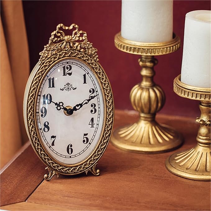 Mantel Clock French Retro Table Clock Ornaments Bedroom Desktop Decoration Living Room Decorative