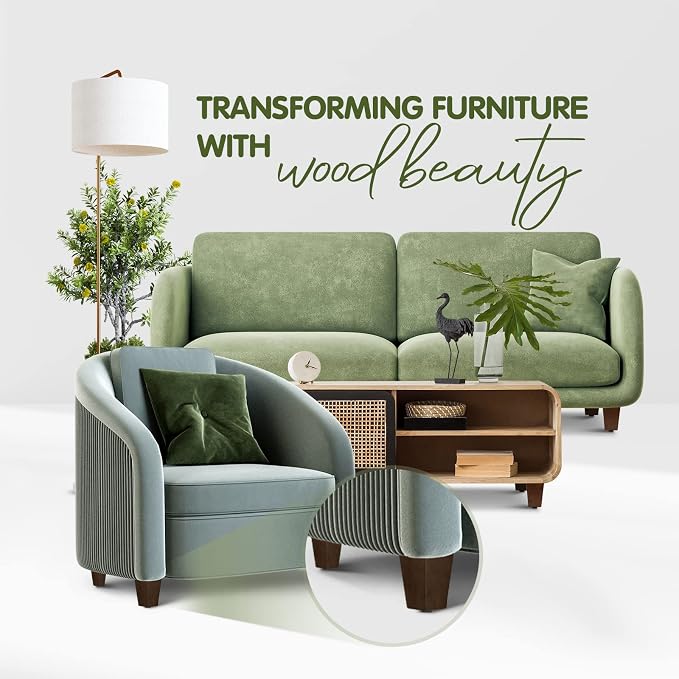 Yes4All 4-Inch Square Wooden Furniture Legs Set of 4, Brown Mid-Century Modern Feet for Sofa, Ottoman, Bench, Dresser, and Table Risers with Adjustable Levelers for Stability and Floor Protection