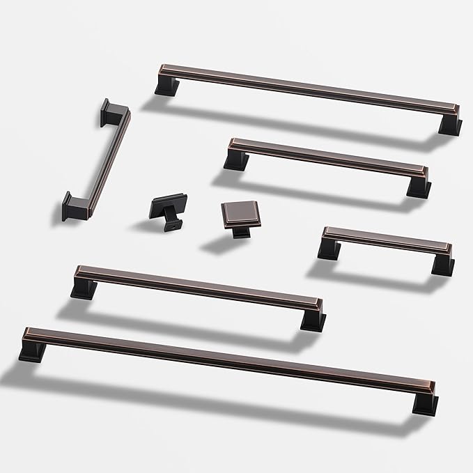 Lardmon 10 Pack 6.3 Inch(160mm) Hole Center Oil Rubbed Bronze Modern Cabinet Pulls Kitchen Cabinet Handles Kitchen Cabinet Hardware Timeless Drawer Pulls for Dresser Cupboard Wardrobe, ORB(6.3x10)