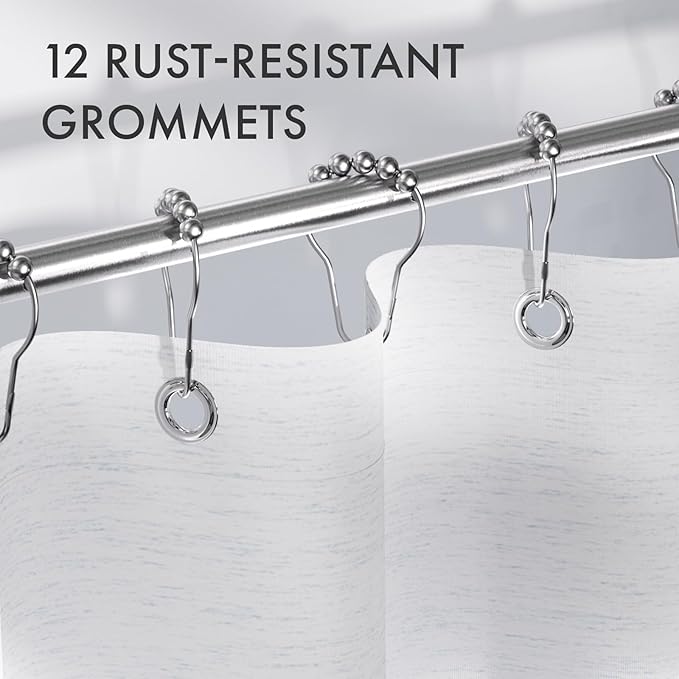AmazerBath Shower Curtain Blue, Washable Cloth Ombre Shower Curtain Sets with 12 Metal Shower Curtain Hooks, Rustic Waterproof Dark Sea Blue Farmhouse Shower Curtains for Bathroom Decor, 72x72 Inches