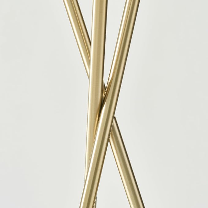 Brightech Jaxon Tripod Floor Lamp with Pleated Drum Shade, Modern Lamp for Living Room & Office, Contemporary and Elegant LED Lamp, Gold Standing Lamp for Bedroom Reading, Home Decor - Brass