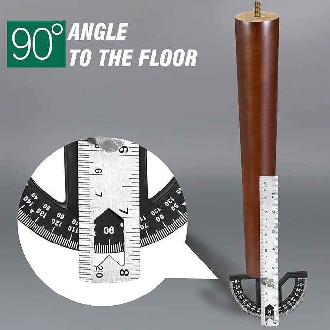 FoDau770 Brown Rubber Wood Furniture Legs 14 Inches, Straight Tapered Wood Feet Mid Century Sofa Legs Set of 4, 5/16" UNC Furniture Feet for Cabinet Couch Dresser Chair Ottoman Table