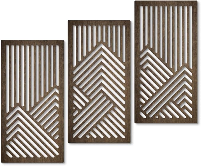 Putuo Decor Geometric Wood Wall Decor Set of 3, Mid-Century Modern Wall Art, Abstract Wall Decor for Living Room Bedroom Hallway