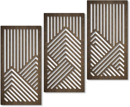 Putuo Decor Geometric Wood Wall Decor Set of 3, Mid-Century Modern Wall Art, Abstract Wall Decor for Living Room Bedroom Hallway