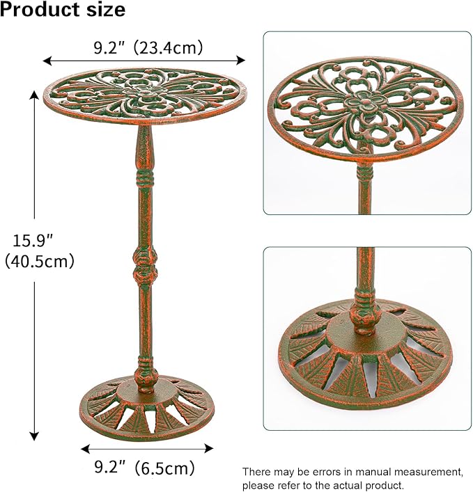 Sungmor Vintage Cast Iron Potted Plant Stand,16" Inch Tall Metal Plant Stand,Heavy Duty Ornate Indoor Outdoor Flower Pot Holder for Garden, Patio, Balcony Decor
