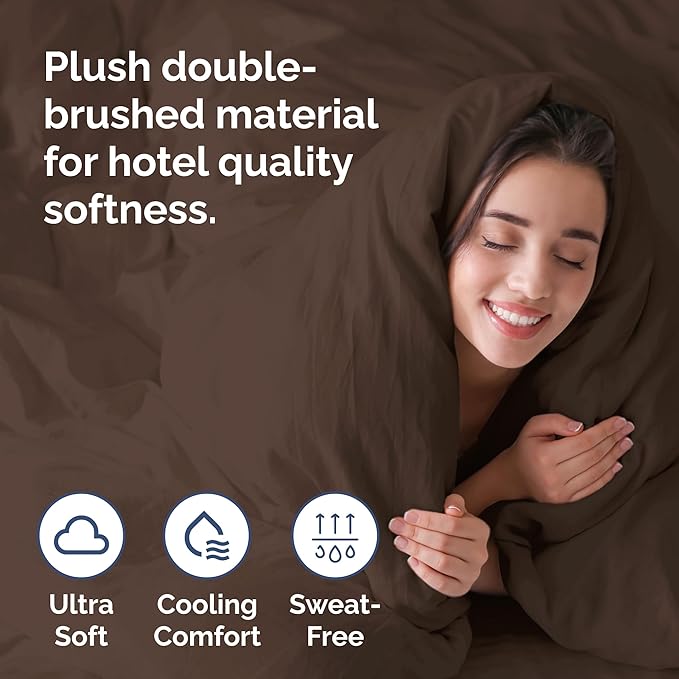 Duvet Cover Twin/Twin XL Size - Extra Soft Twin/Twin XL Size Duvet Cover - Lightweight & Breathable & Fade Free with Zipper Closures and Ties - 68" x 90" Inches - (Brown) Comforter Not Included