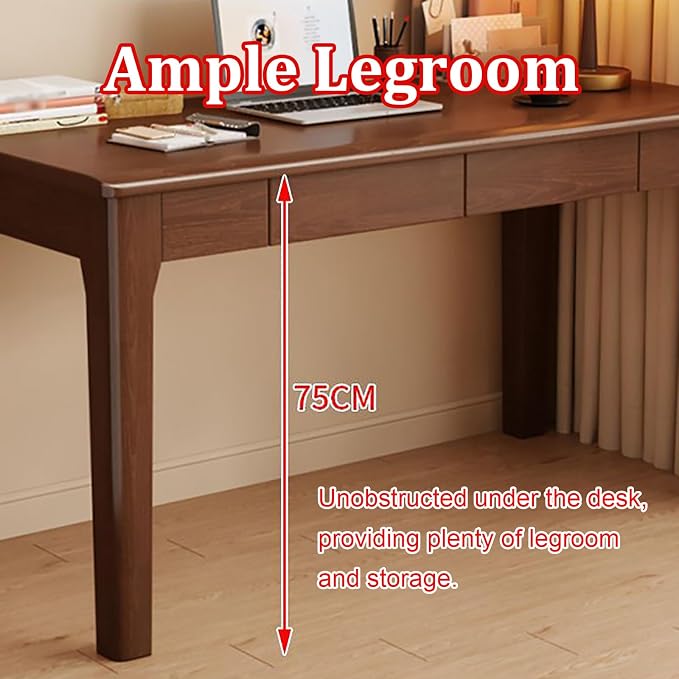 Vintage Solid Wood Desk, Home Office Desk with Drawers, Computer Desk Study Desk for Bedroom Living Room Dormitory Balcony(23.62" Wx17.72 D, Natural)