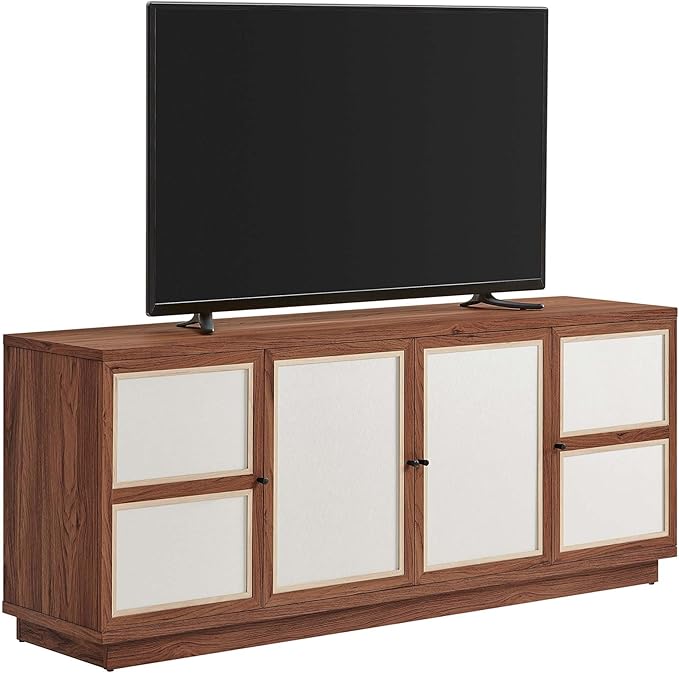 Modway Capri 63 Inch TV Console in Walnut Wood Grain - Mid-Century Modern TV Stand - Media Console with Storage - Entertainment Center for Living Room - Buffet Stand or Sideboard