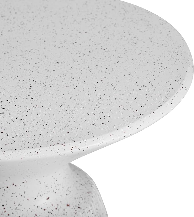 ø15.5'' Faux Concrete Cement Round Side Table End Table, Modern Contemporary Minimalist White Finish Style, MGO Material for Indoor & Outdoor, No Assembly, White