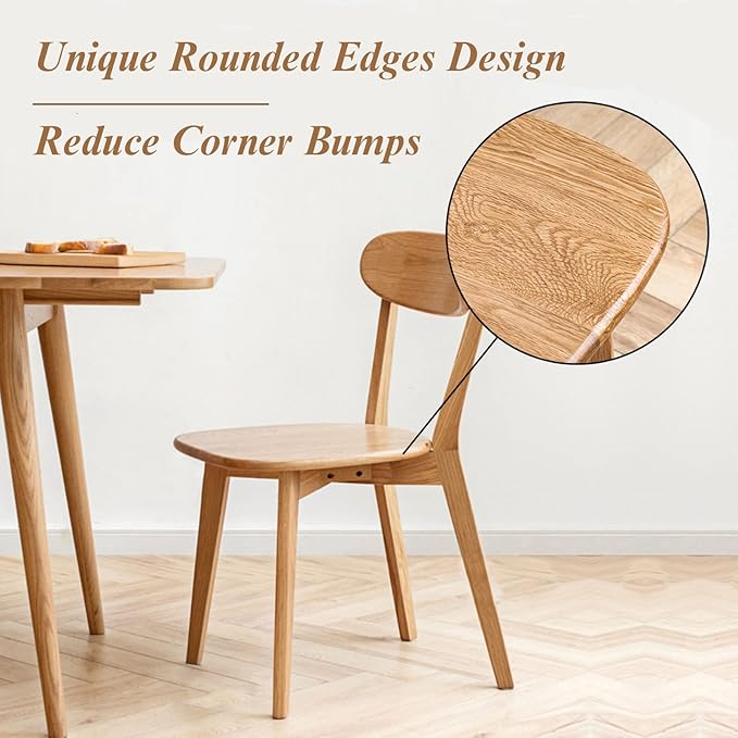 100% Solid Oak Wood Dining Room Chairs - Practical Kitchen Chairs - Wood Chair for Dining Room, Kitchen (1, Natural)