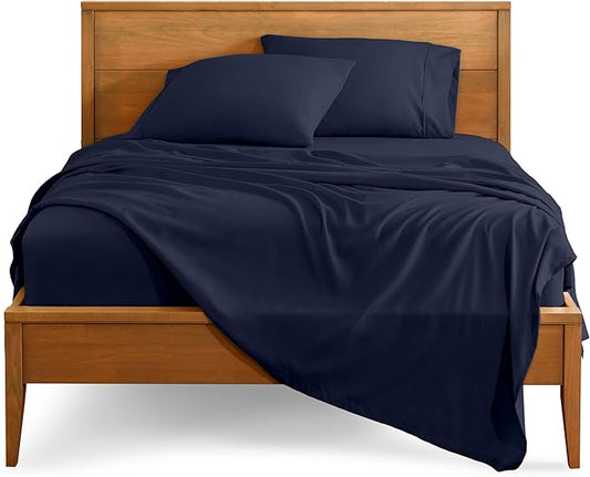 Bare Home California King Sheet Set - 1800 Ultra-Soft Microfiber Cal King Bed Sheets - Double Brushed - Deep Pockets - Easy Fit - 4 Piece Set - Bed Sheets (California King, Midnight Blue)