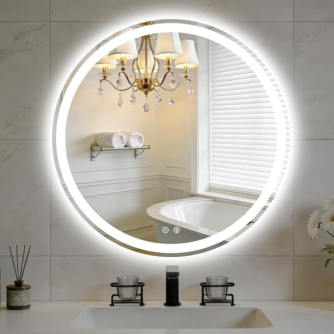 NEWBULIG Wall Mirror, Bathroom Mirror for Over Sink, Matte Metal Framed Vanity Mirror, Wall Decor for Bedroom, Tempered Glass