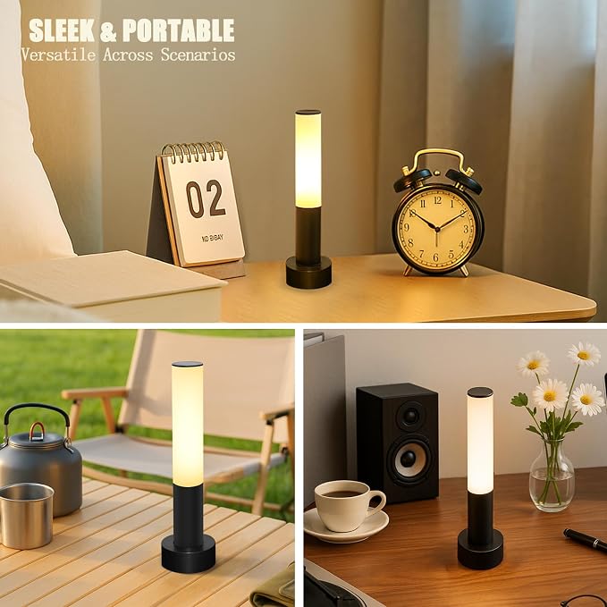 Portable Rechargeable Led Night Lamp with 3 Way Dimmable Desk Lamp Touch Control Eye-Caring Table Lamp for Home Office Bedroom Bedside&Baby Nursery