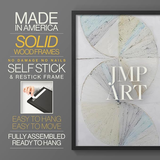 Renditions Gallery Set of 2 Peel & Stick Framed Prints, Geometric Abstract Wall Art, Pie Chart Color Wheels Wall Decor, Re-Stickable - Ready to Hang - 16"x20" - Black Frame LT588