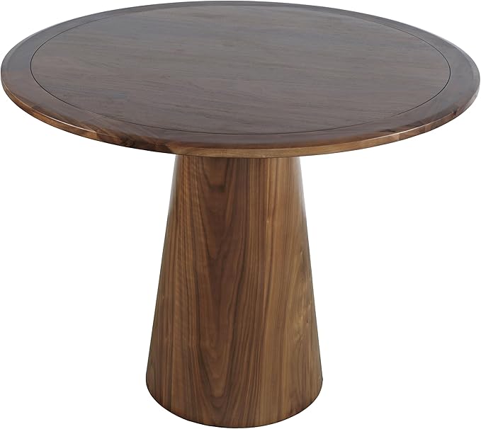Jofran Nash Mid-Century Modern Round Pedestal Dining Table for Kitchen or Dining Room, Walnut, 36" Counter Height