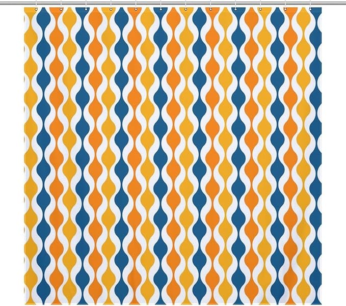 Mid Century Shower Curtain,Retro Colourful Modern Abstract Geometric 1960s Decor Bathroom Curtain Polyester Waterproof Fabric 72x72in（183x183cm）