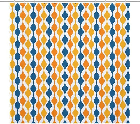 Mid Century Shower Curtain,Retro Colourful Modern Abstract Geometric 1960s Decor Bathroom Curtain Polyester Waterproof Fabric 72x72in（183x183cm）