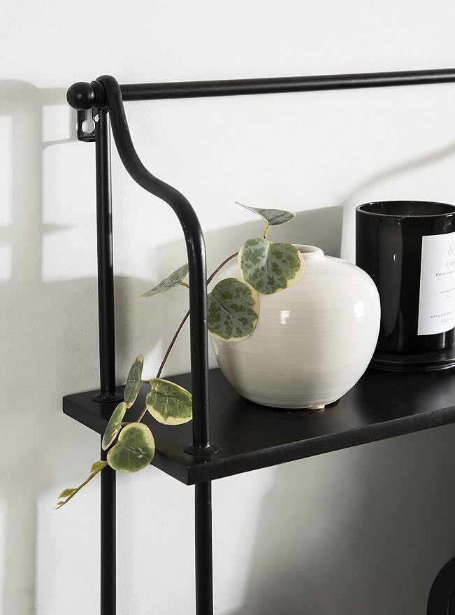 Kate and Laurel Walters Modern 3-Tier Hanging Shelf; 21 x 32; Black; Decorating Wall Mounted Storage Shelf for Wall